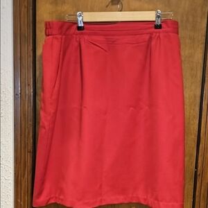 Vintage HAWKSLEY & WIGHT Red Wool Crepe Skirt Lined Knee Length Size 20 U.S.A.